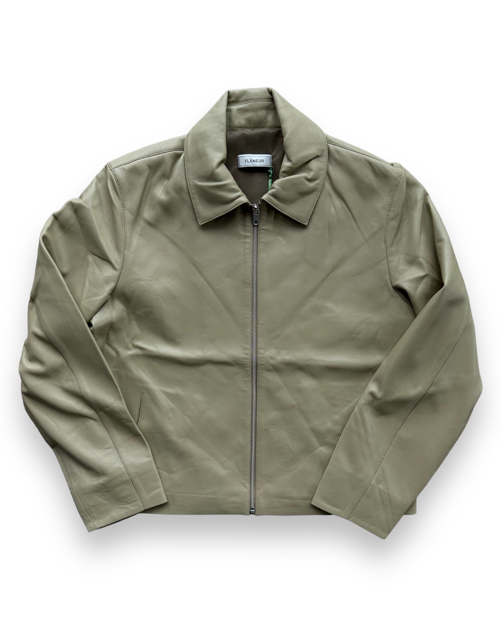 Flaneur Leather Blouson Worker Jacket - Beige