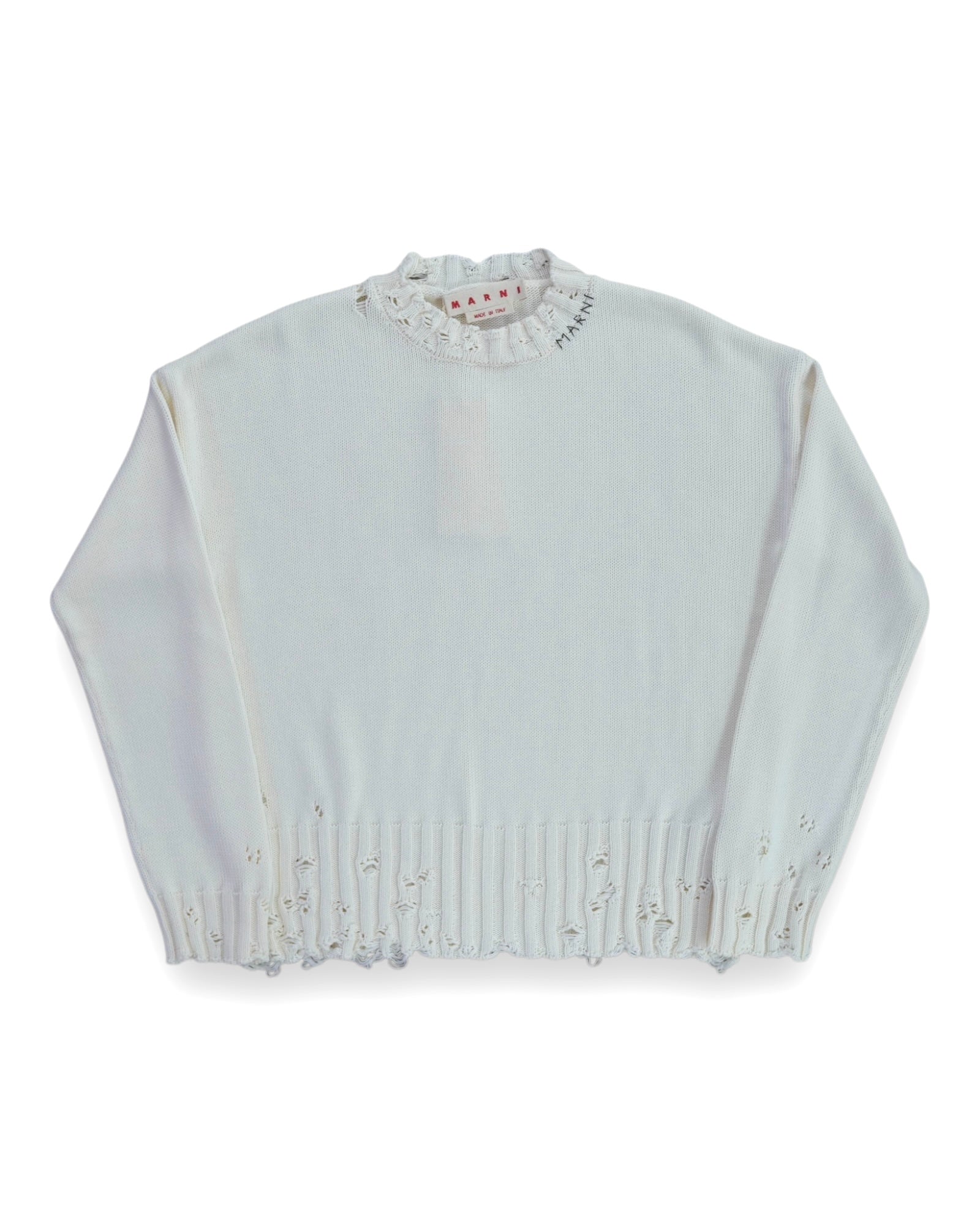 Marni Dishevelled Cotton Sweater - Lily White