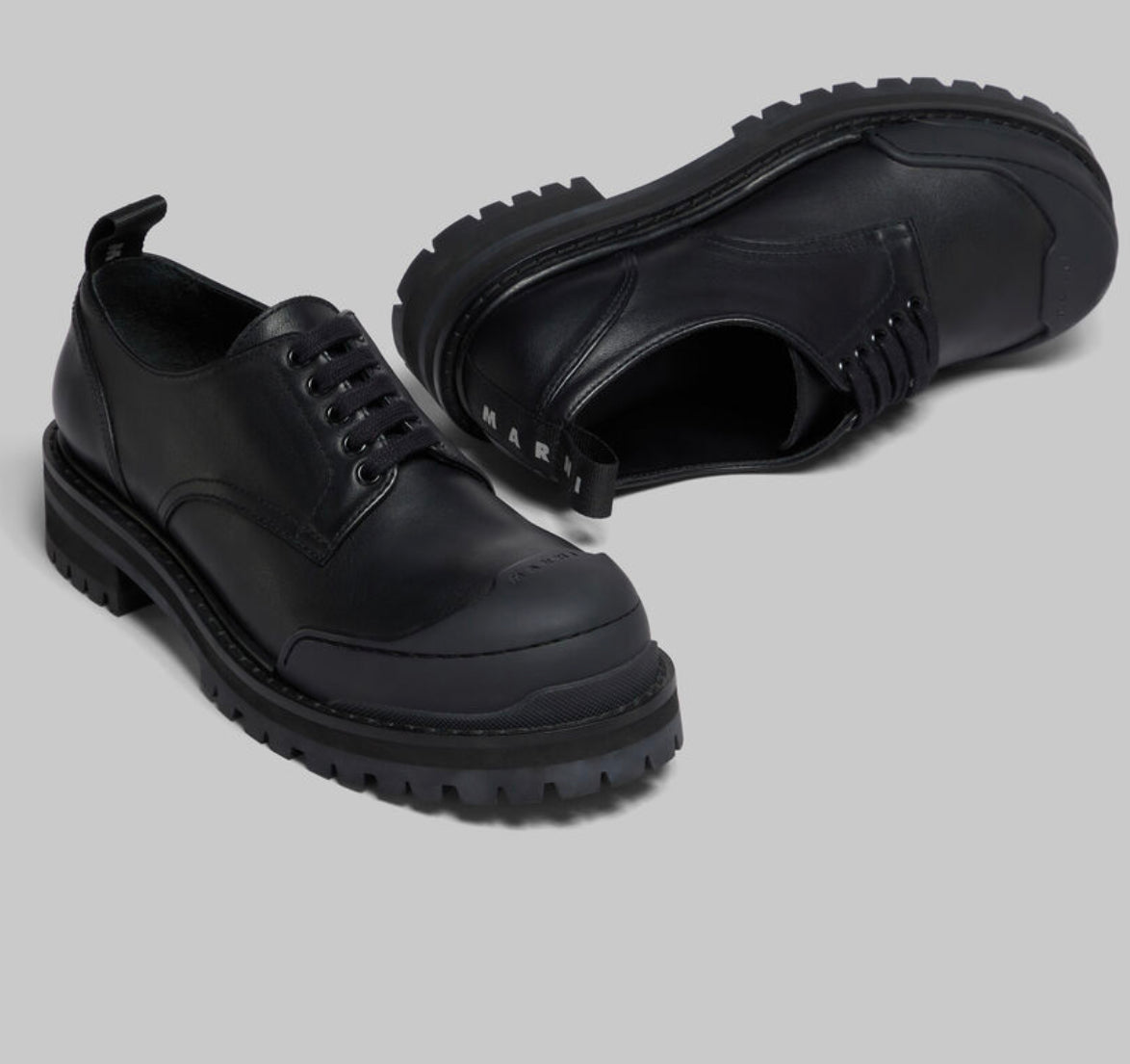 Marni Black Leather Dada Army Derby Shoe