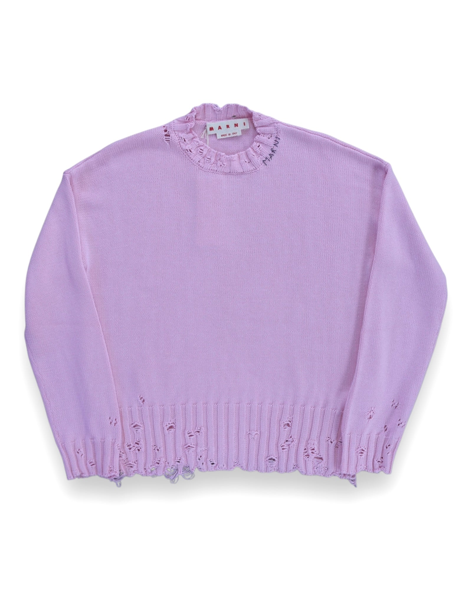 Marni Dishevelled Cotton Sweater - Pink Gummy