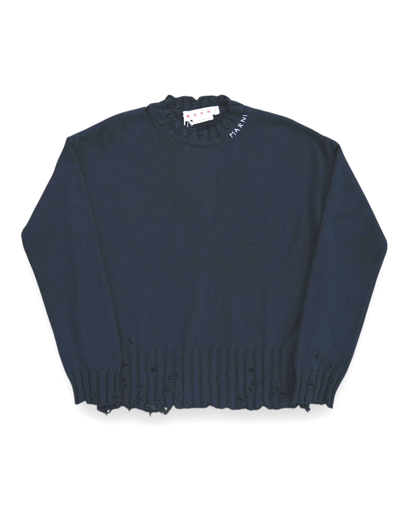 Marni Dishevelled Cotton Sweater - Black