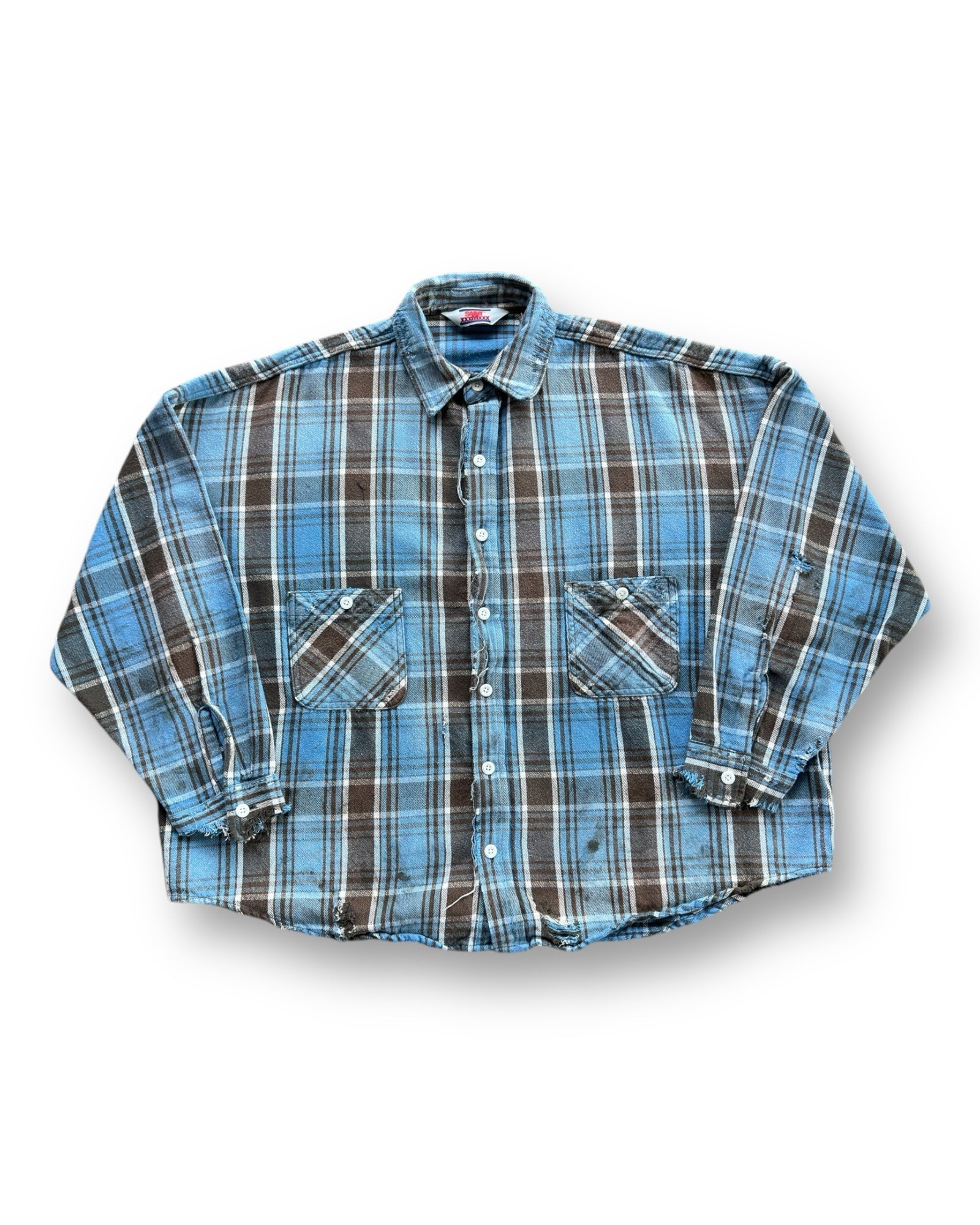 Saint Mxxxxxx Distressed Flannel - Blue/Grey