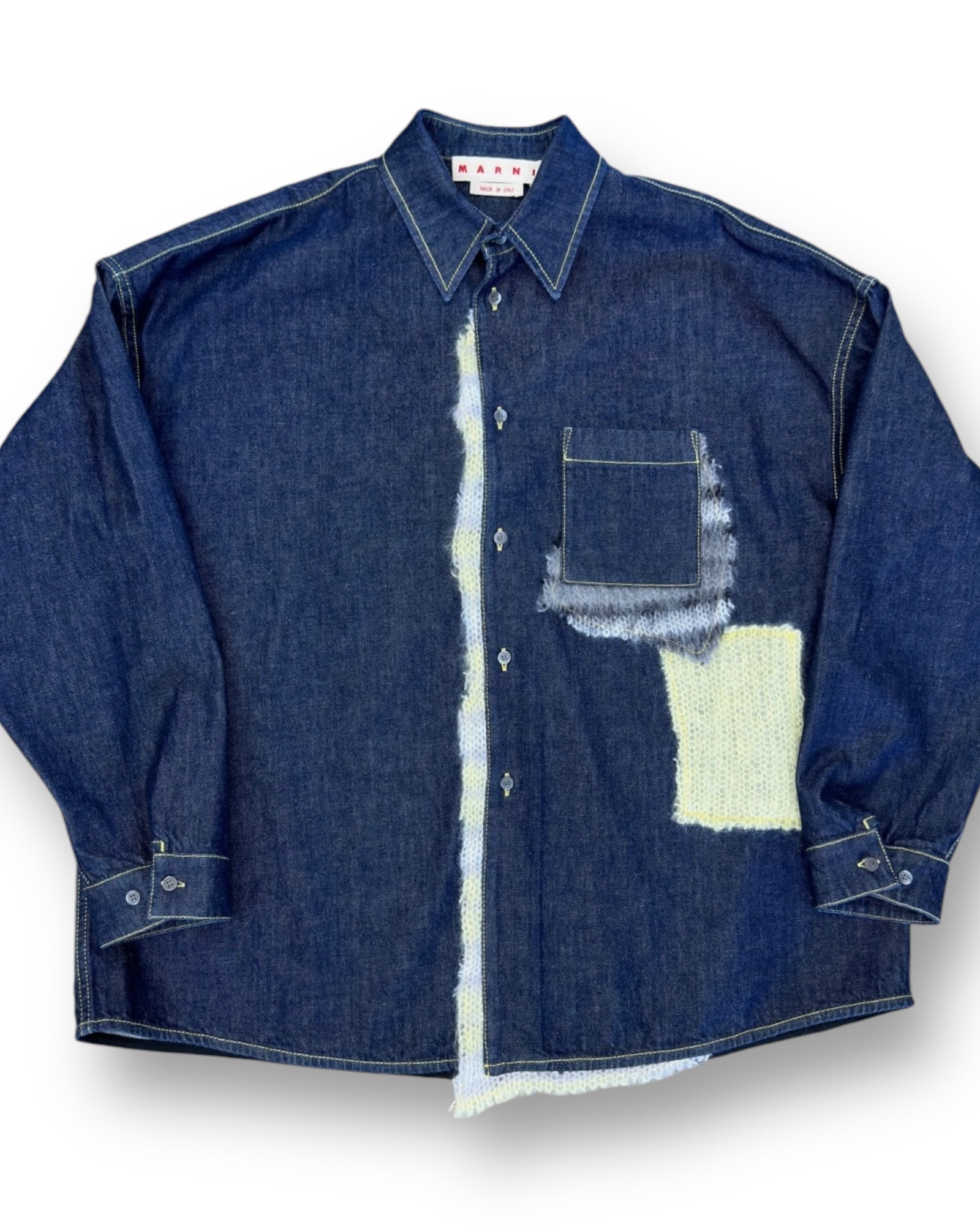 Marni Wool Patched Denim Shirt - Blublack