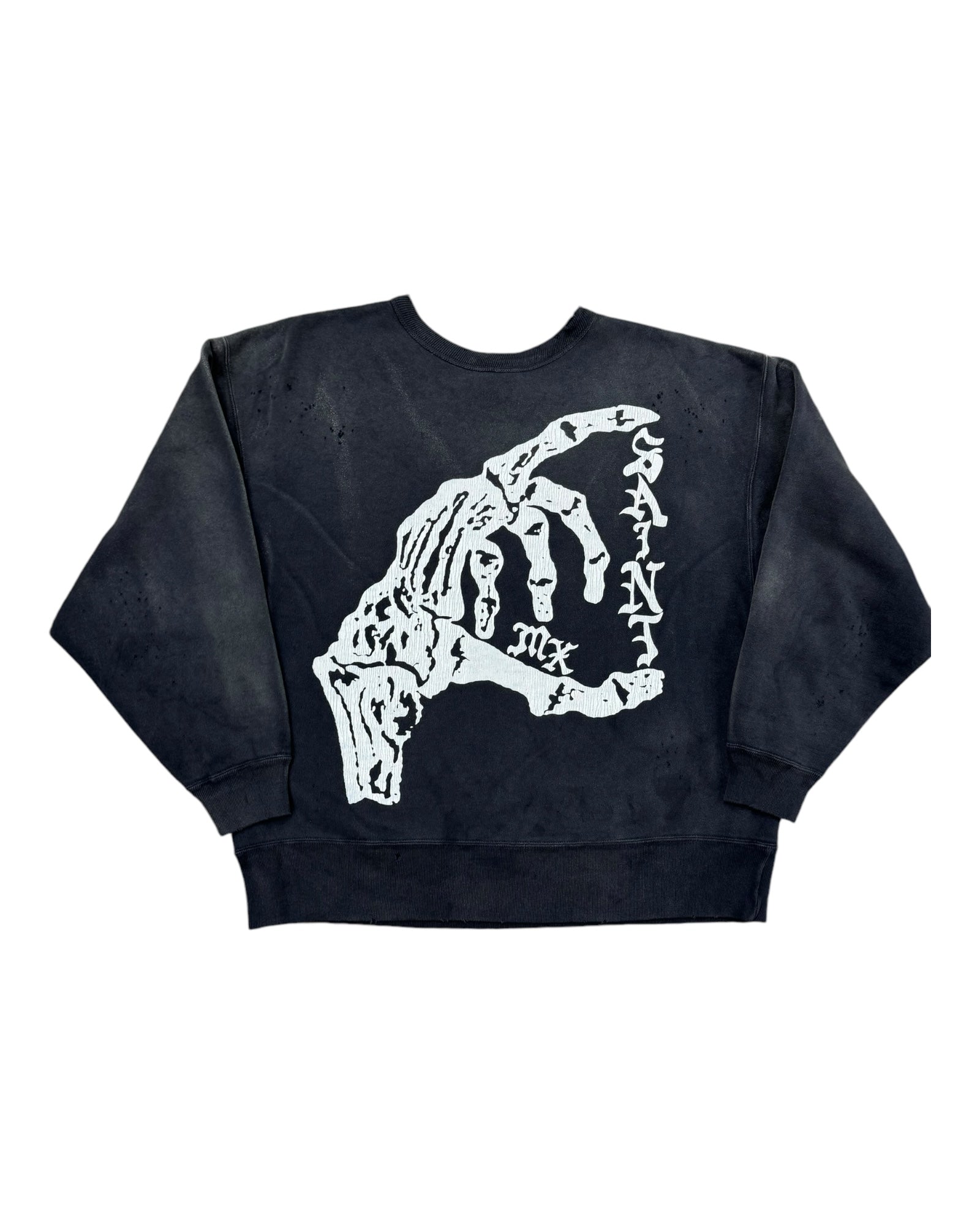 Saint Mxxxxxx Skeleton Hand Crewneck - Black