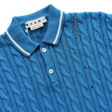 Marni Dishevelled Cable Cotton Polo - Azure Blue