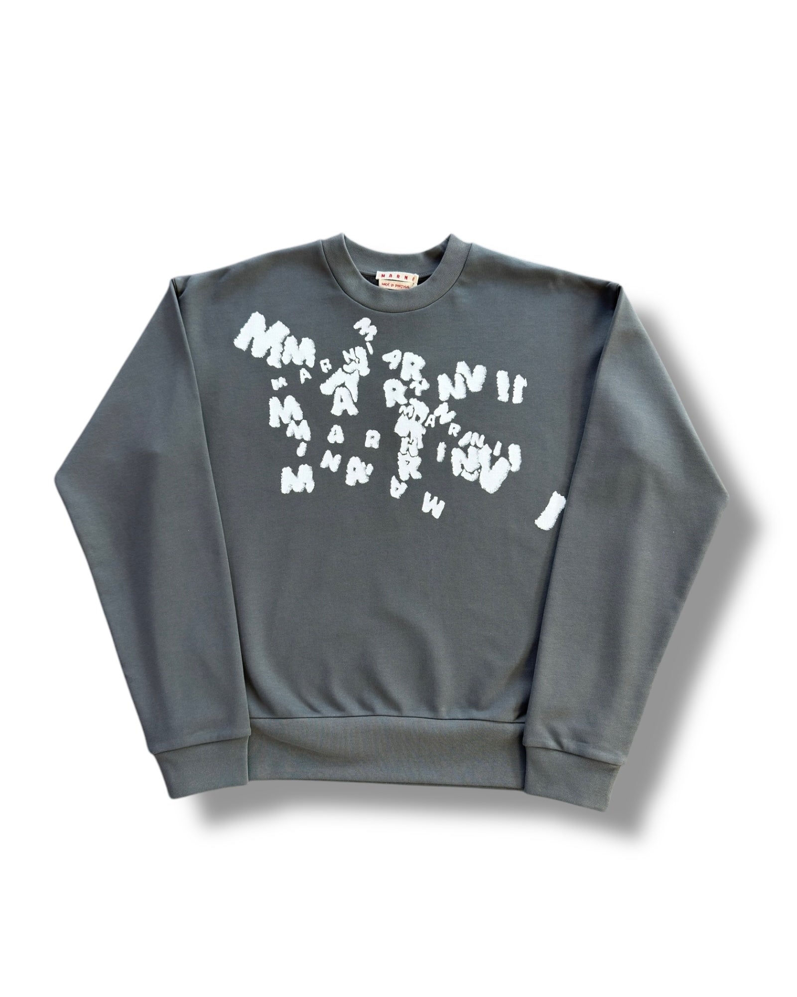 Marni Chaos Printed Logo Crewneck - Neutral Grey