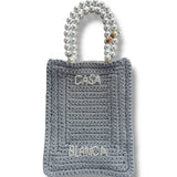 Casablanca Mini Pearl Crochet Bag - Silver