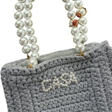 Casablanca Mini Pearl Crochet Bag - Silver