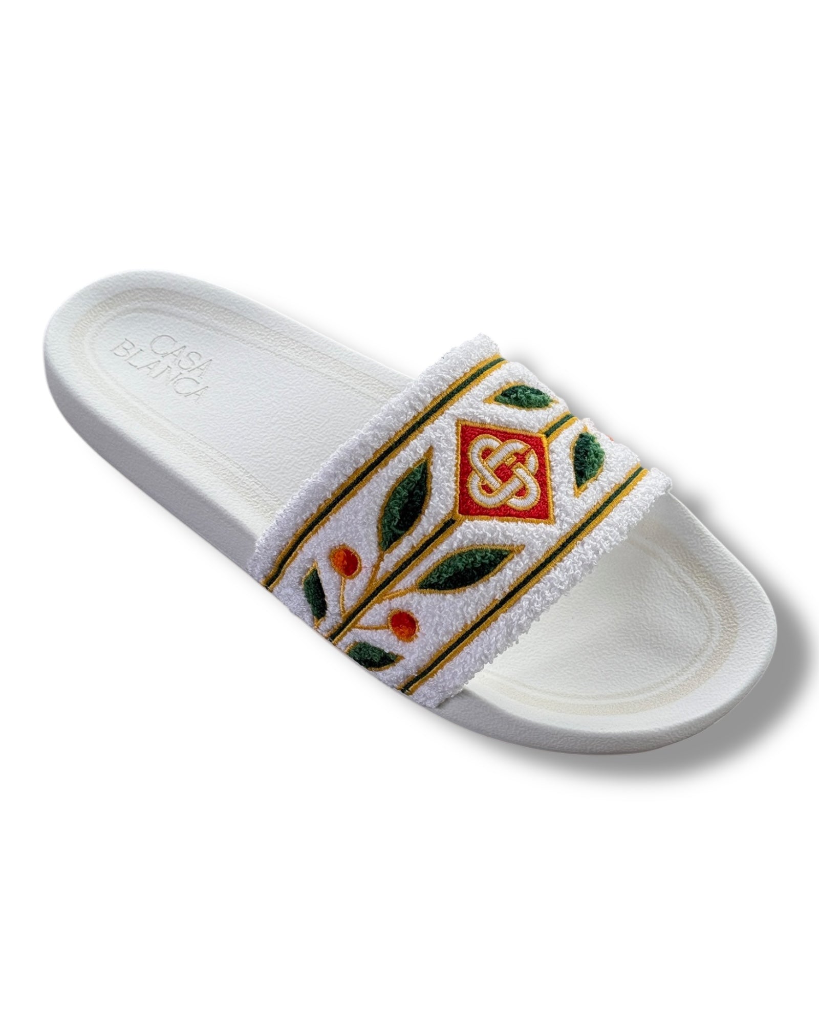 Casablanca Mens Embroidered Terry Slider - White