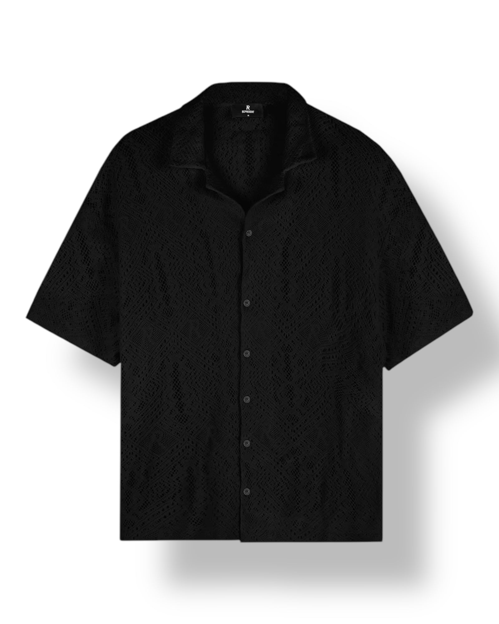 Represent All Over Crochet Shirt - Black