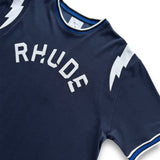 Rhude Logo Lightning Ringer Tee - Navy/White