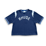 Rhude Logo Lightning Ringer Tee - Navy/White