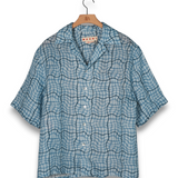 Marni Wavy Check Linen Collar Shirt - Light Blue