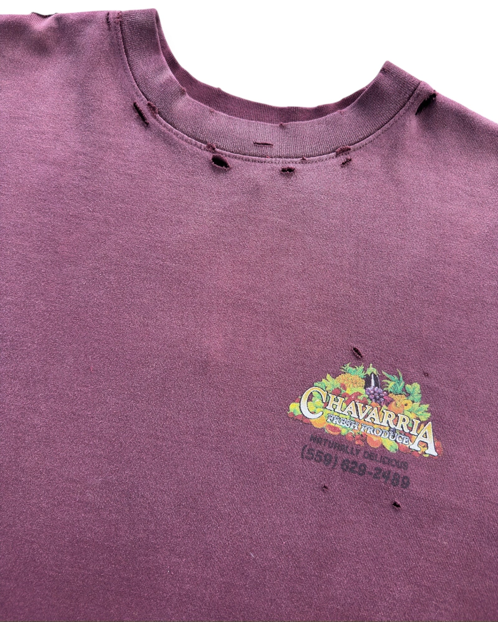 Willy Chavarria Produce Destroyed Buffalo Tee - Beetroot