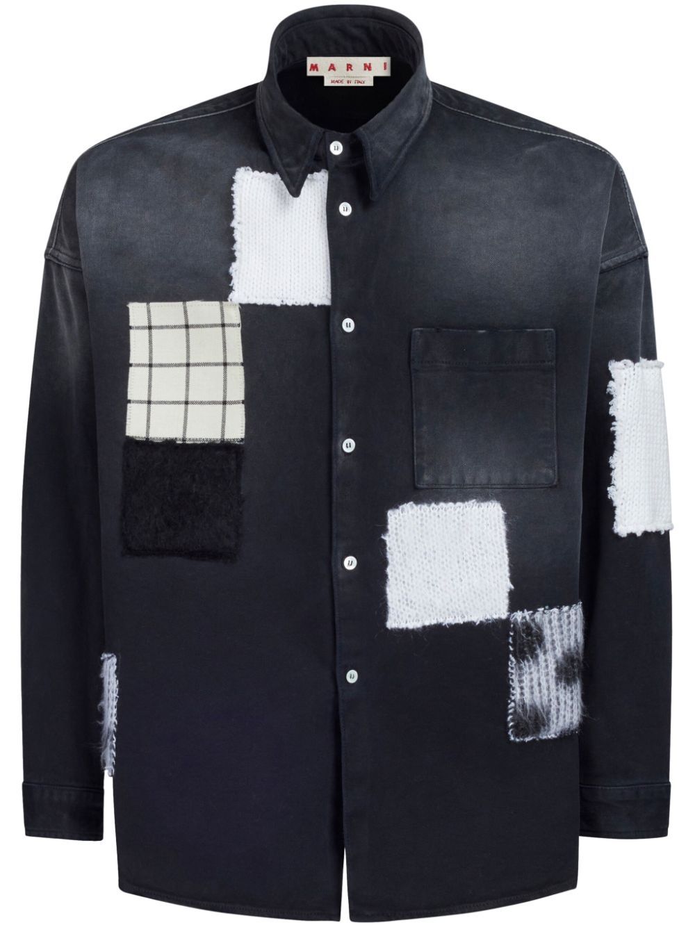 Marni Denim Shirt With Patches - Black