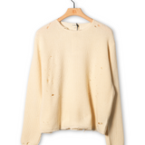 Second Layer Friends Pullover Waffle Knit Sweater - Blanc