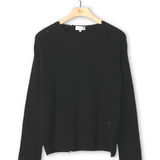 Second Layer Friends Pullover Waffle Knit Sweater - Black