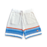 Casablanca Faux Crochet Shorts - Whtie/Blue
