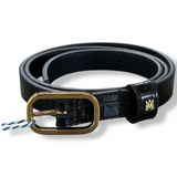 Amiri Croc Embossed 2CM Belt - Black/Gold