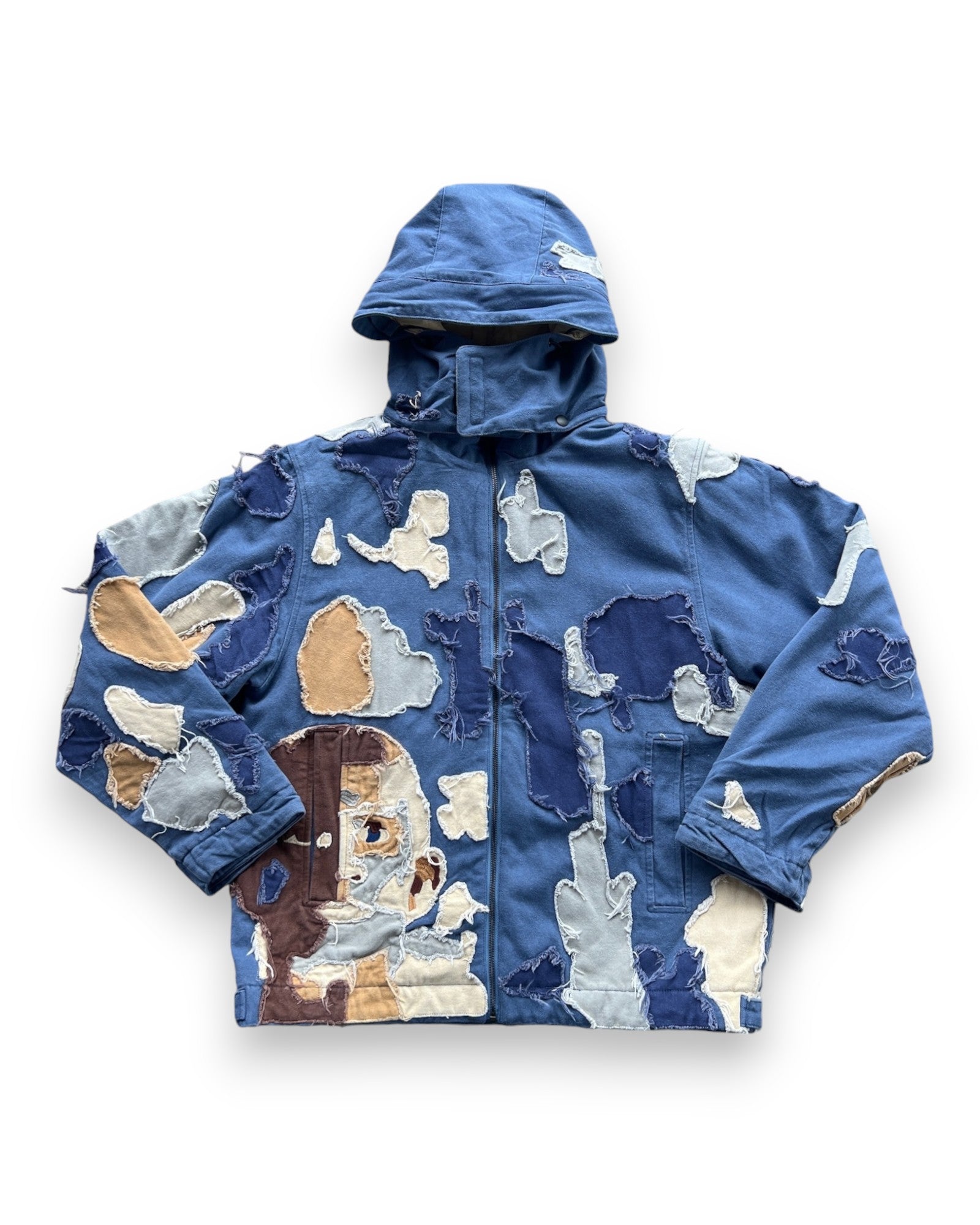 Kidsuper Patchwork Canvas Zip Up Jacket - Blue