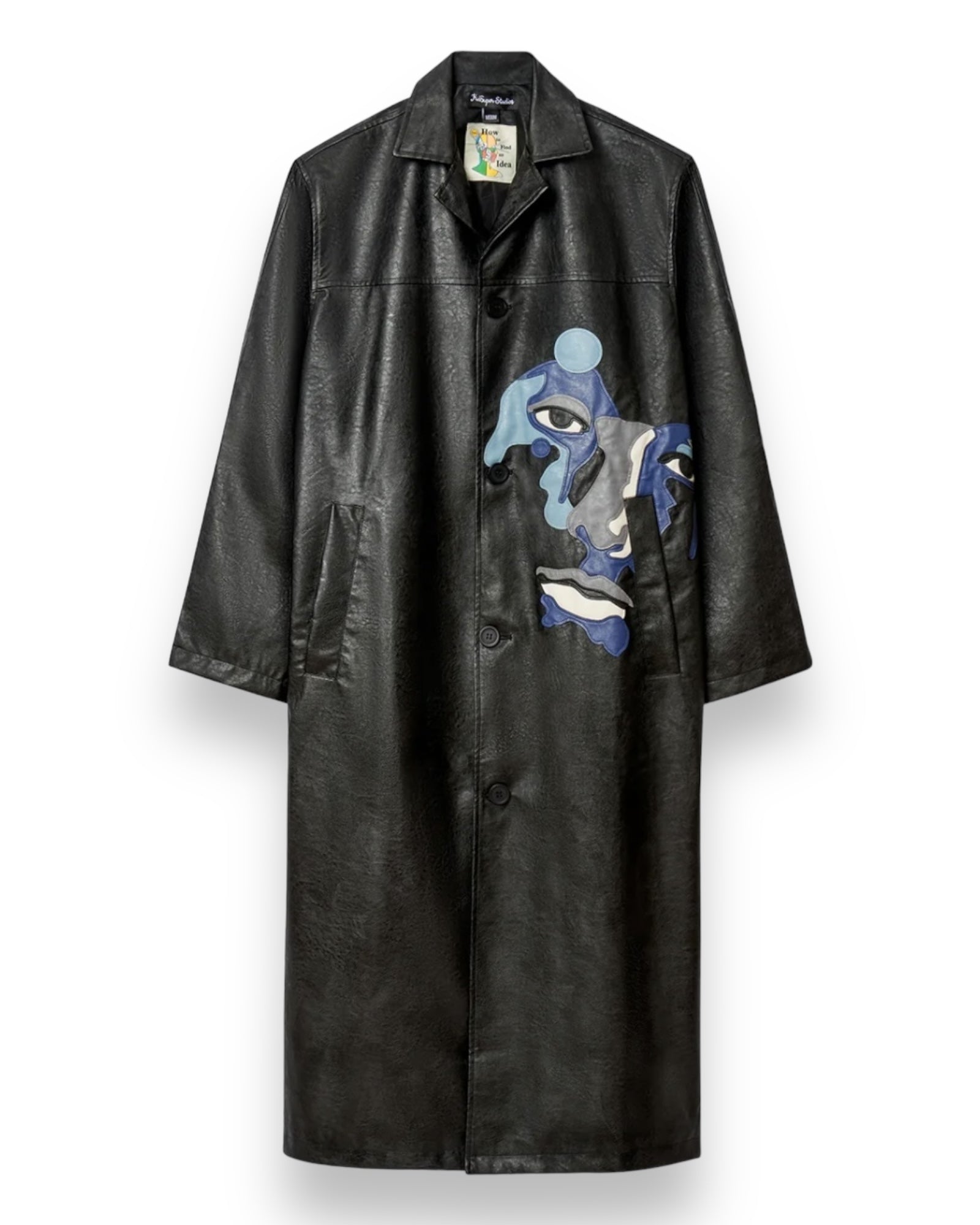 Kidsuper Printed Leather Long Coat - Black