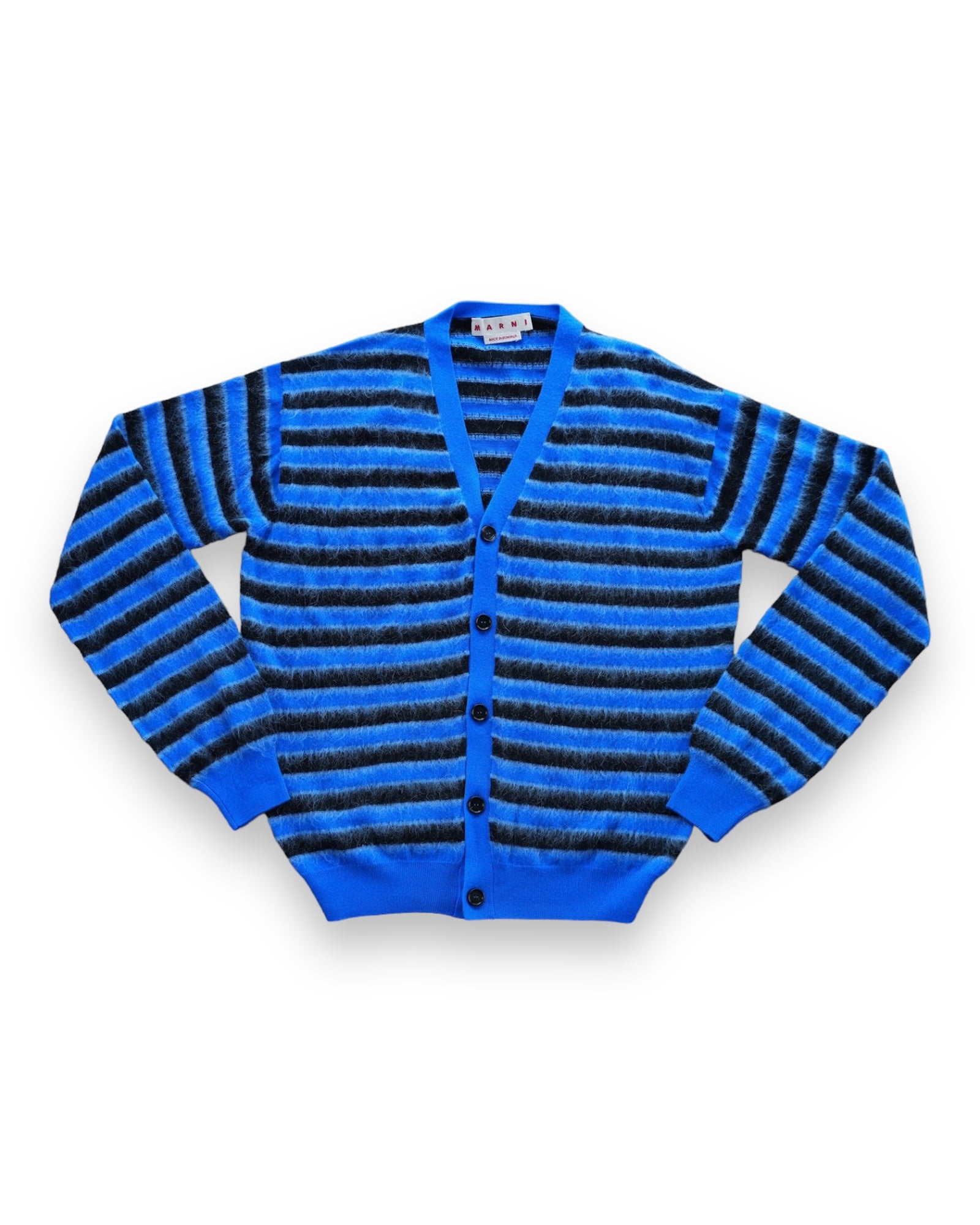 Marni Mohair Striped Cardigan - Blue