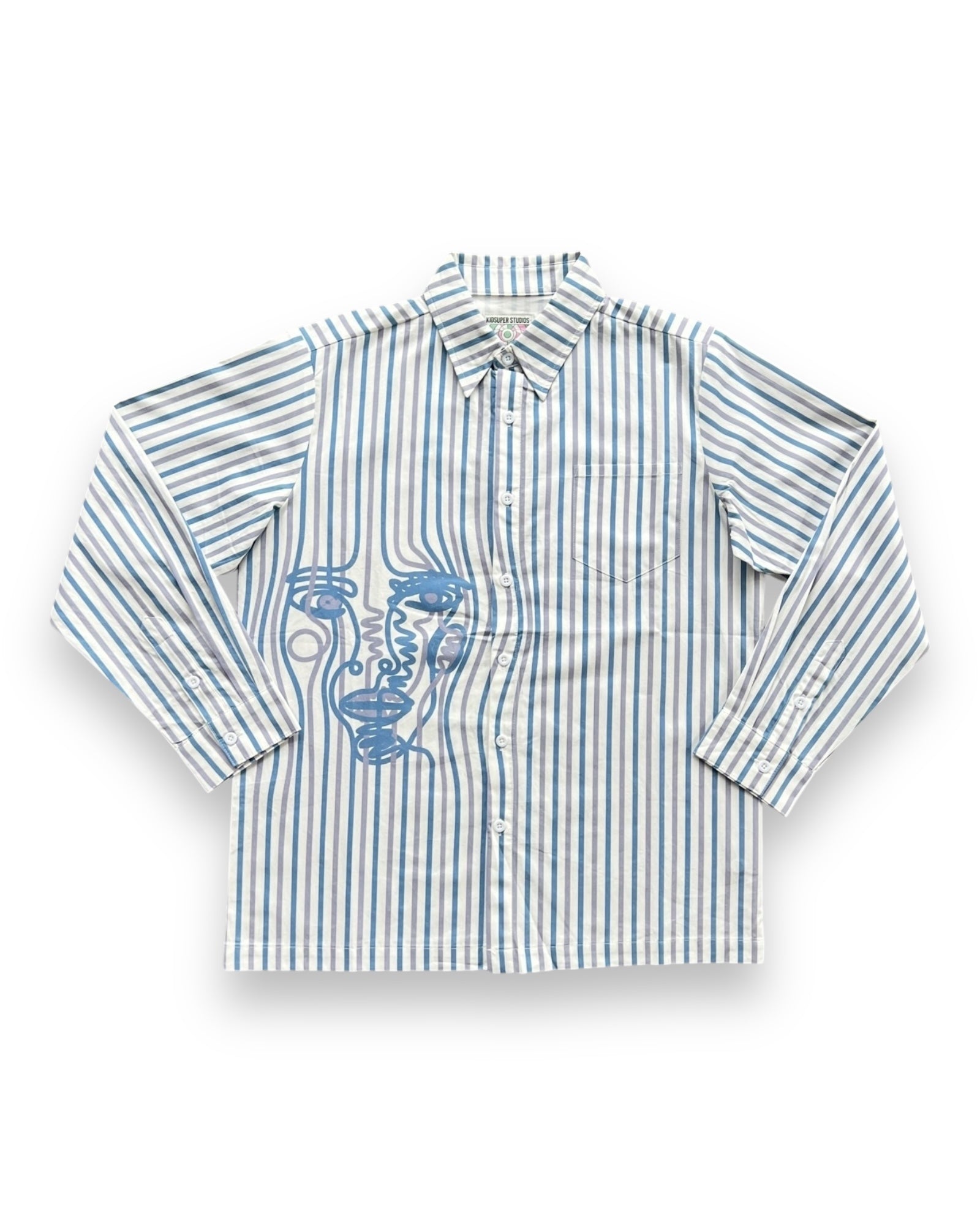 Kidsuper Striped Face Button Down - White