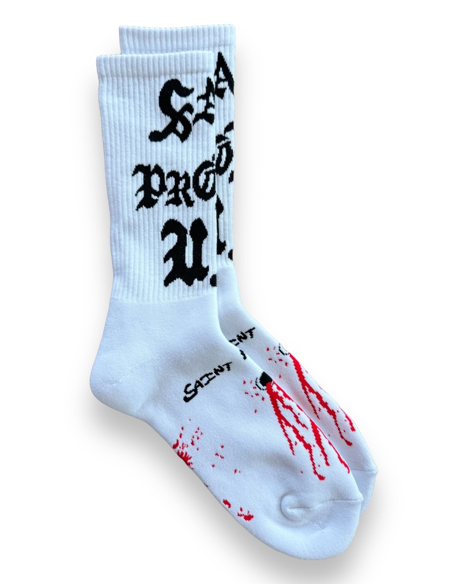 Saint Mxxxxxx Protect Us Socks -White