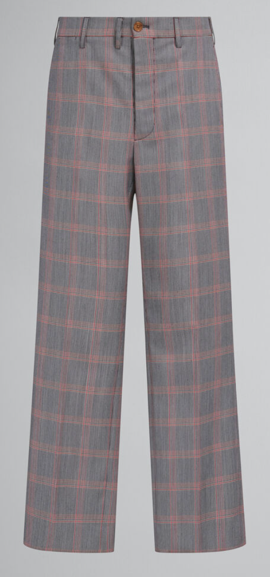 Marni Technical Check Wool Orangered Pant